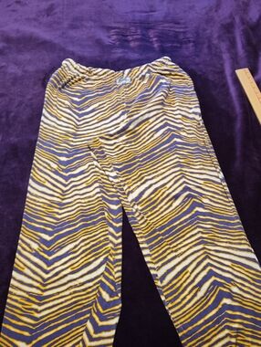Zubaz Yellow and Purple Zebra Stripe Lounge Pants Mens L FUC